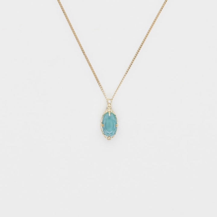 Olivenorma Vintage Aquamarine 925 Silver Ring Necklace - image 1