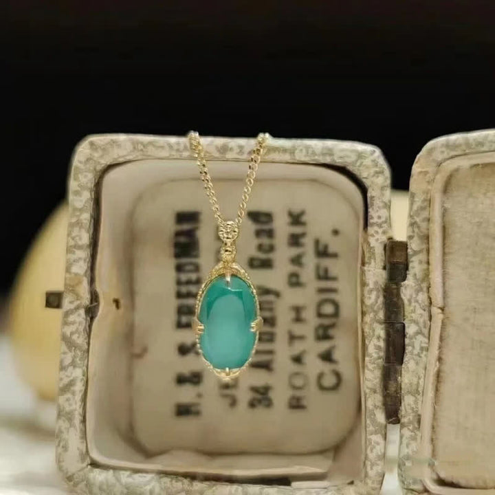 Olivenorma Vintage Aquamarine 925 Silver Ring Necklace - Necklace - 40+5cm - image 0