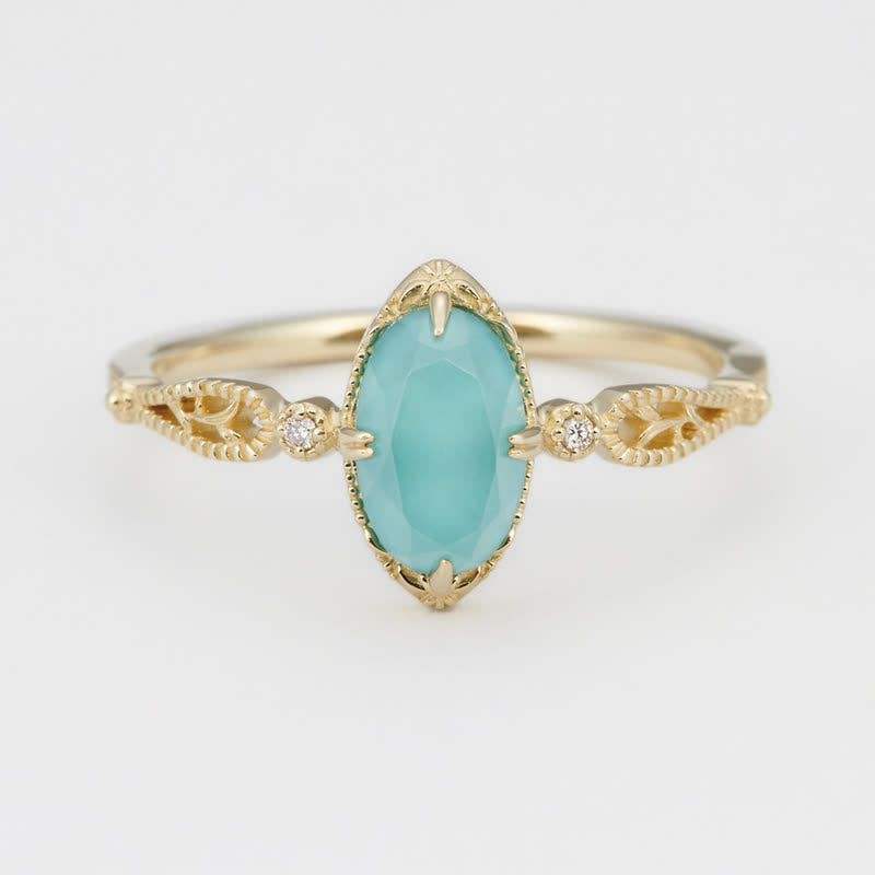 Olivenorma Vintage Aquamarine 925 Silver Ring Necklace - image 4