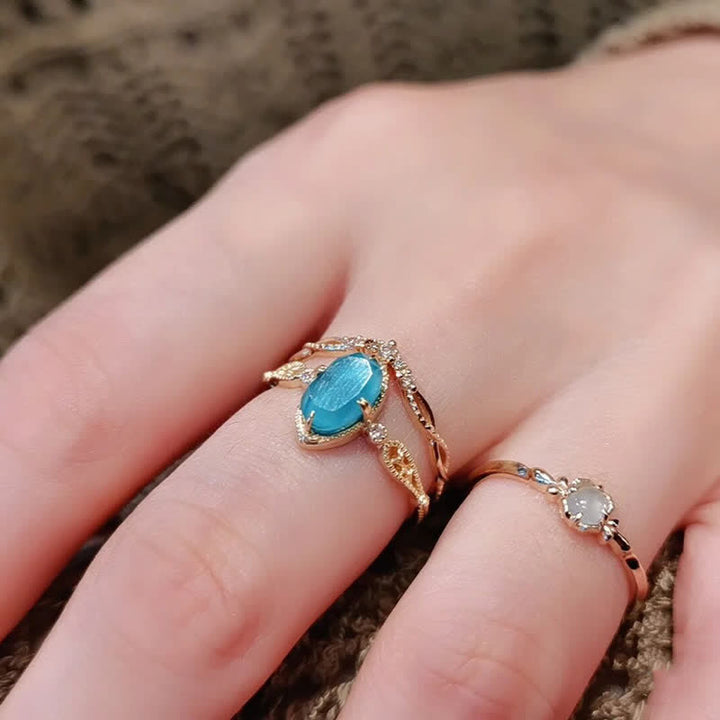 Olivenorma Vintage Aquamarine 925 Silver Ring Necklace - image 5