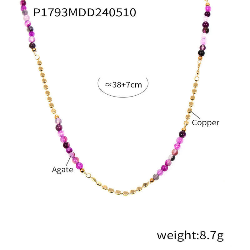 Olivenorma Retro Palace Style Purple Agate Beaded Necklace - image 8