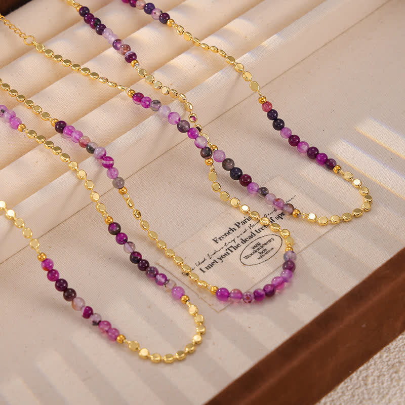 Olivenorma Retro Palace Style Purple Agate Beaded Necklace - image 6