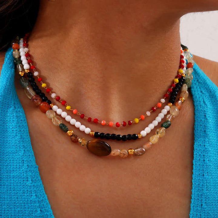Olivenorma Vintage Natural Stone Beaded Necklace - image 0