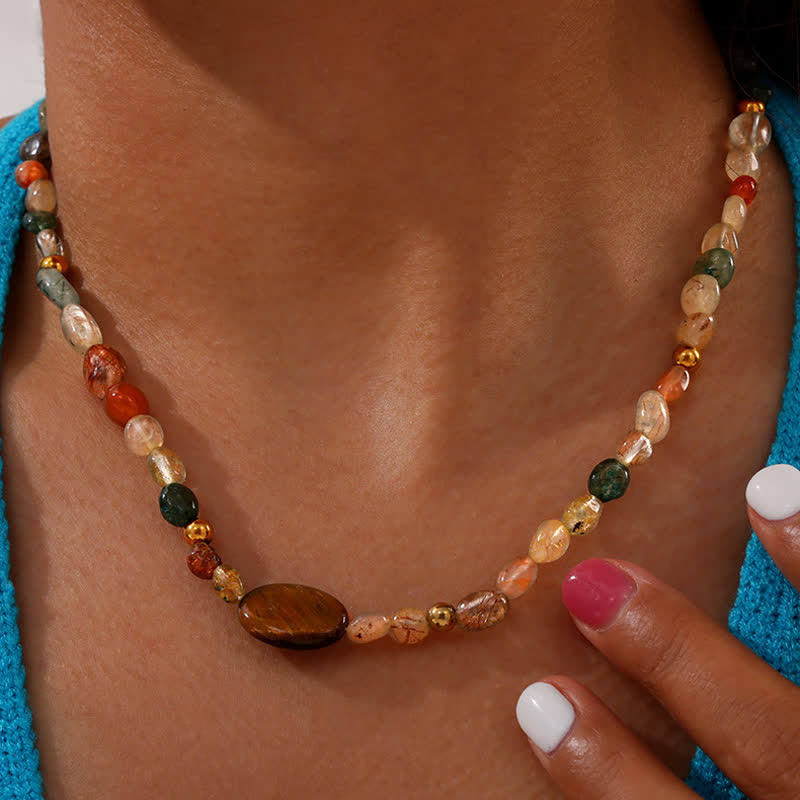 Olivenorma Vintage Natural Stone Beaded Necklace - image 2