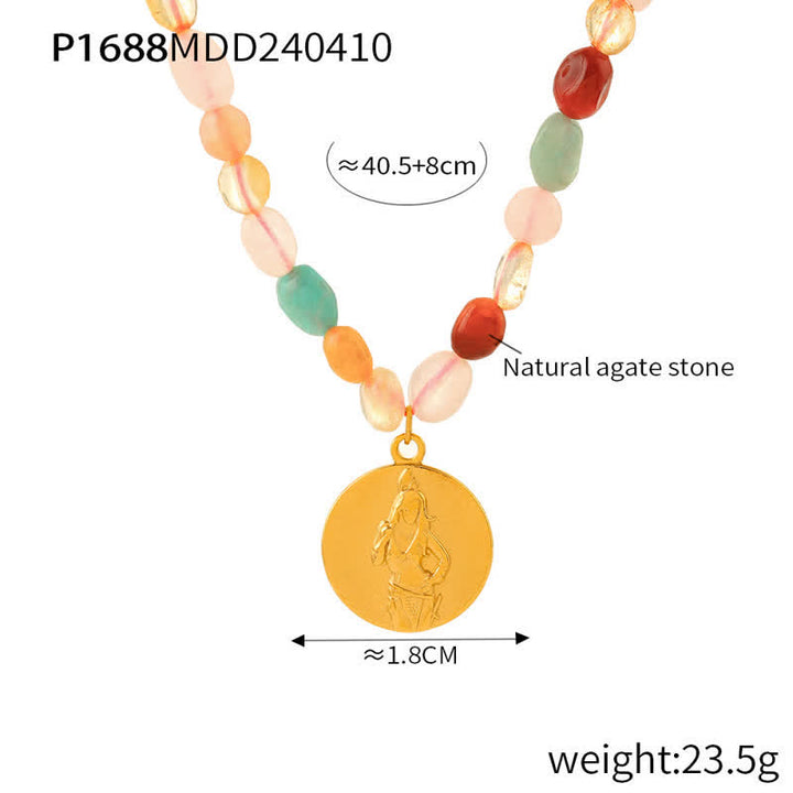 Olivenorma Natural Stone Titanium Steel Disc Pendant Necklace - image 9