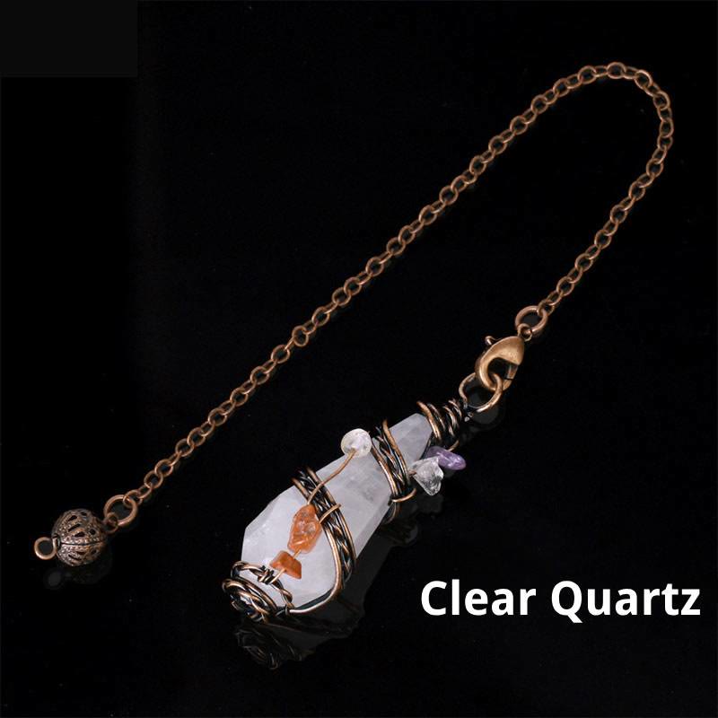 Olivenorma Bronze Natural Gemstone Dowsing Divination Pendulum - Clear Quartz - image 13