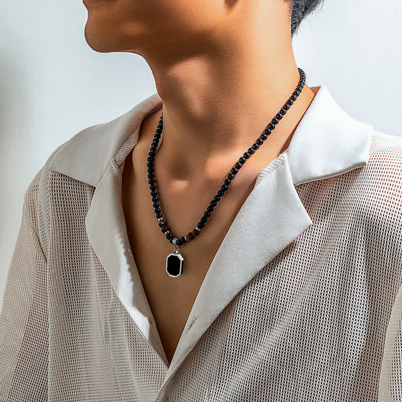 Olivenorma Black Onyx Natural Stone Beads for Protection and Grounding Men Necklace - image 3