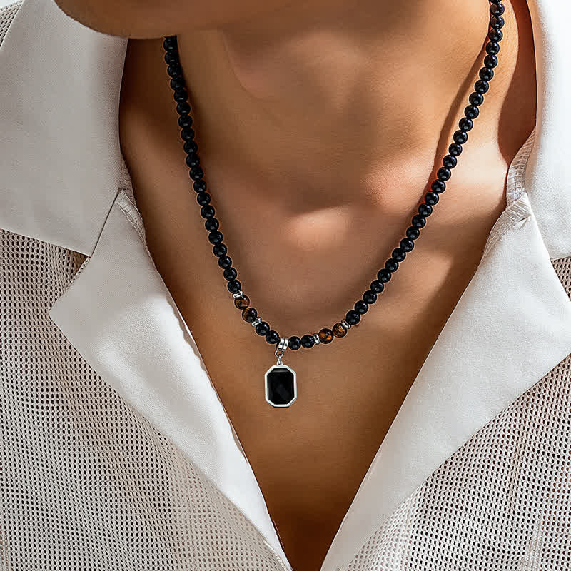 Olivenorma Black Onyx Natural Stone Beads for Protection and Grounding Men Necklace - image 2