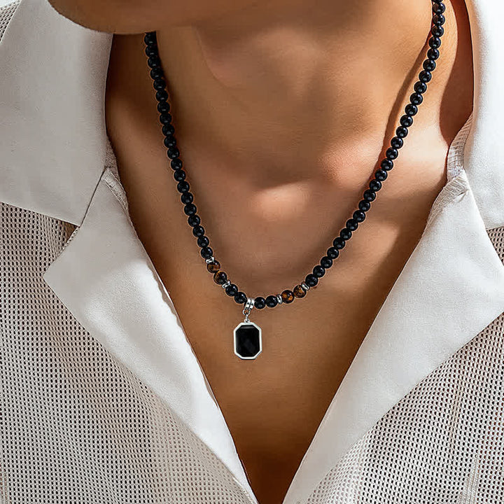 Olivenorma Black Onyx Natural Stone Beads for Protection and Grounding Men Necklace - image 2