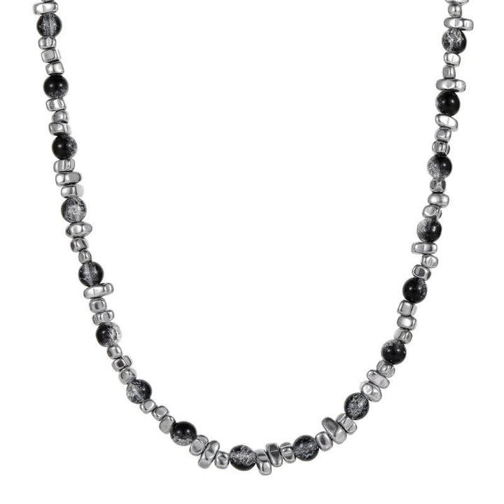 Olivenorma Hip Hop Cat's Eye Stone Hematite Beaded Necklace - Black Bead & Hematite - image 6