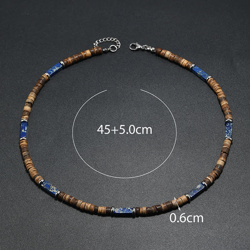 Olivenorma Brown Coconut Wood & Natural Stone Beads For Inner Peace Necklace - image 11
