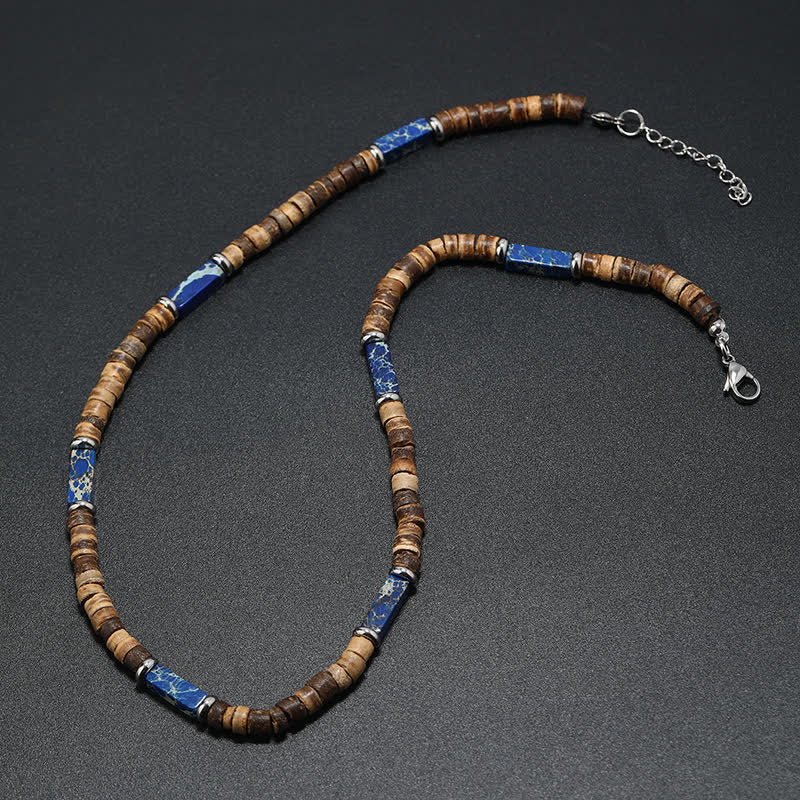 Olivenorma Brown Coconut Wood & Natural Stone Beads For Inner Peace Necklace - image 10