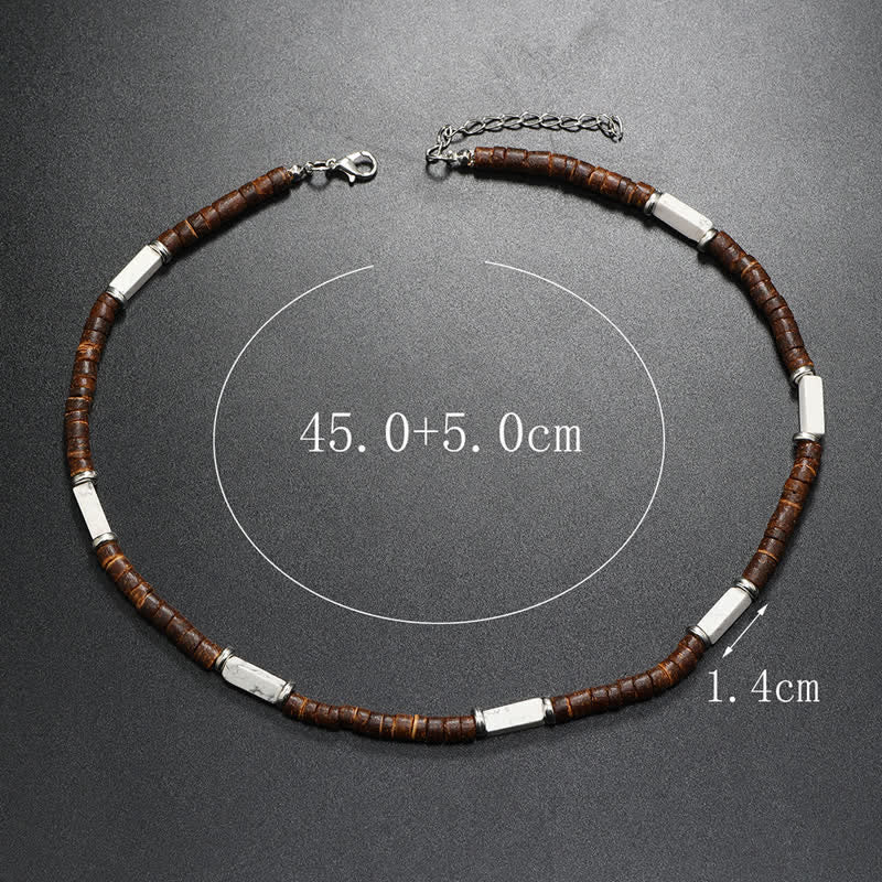 Olivenorma Brown Coconut Wood & Natural Stone Beads For Inner Peace Necklace - image 19