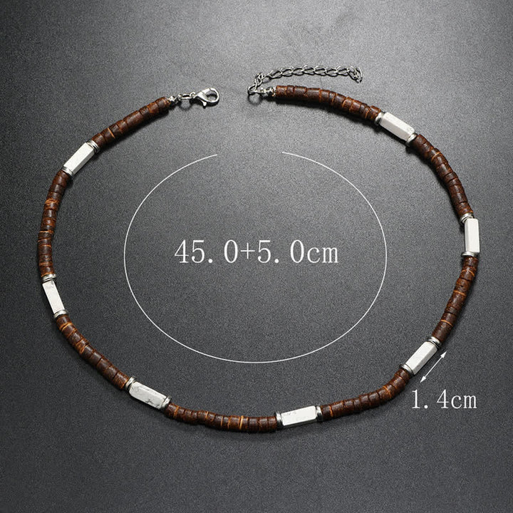 Olivenorma Brown Coconut Wood & Natural Stone Beads For Inner Peace Necklace - image 19