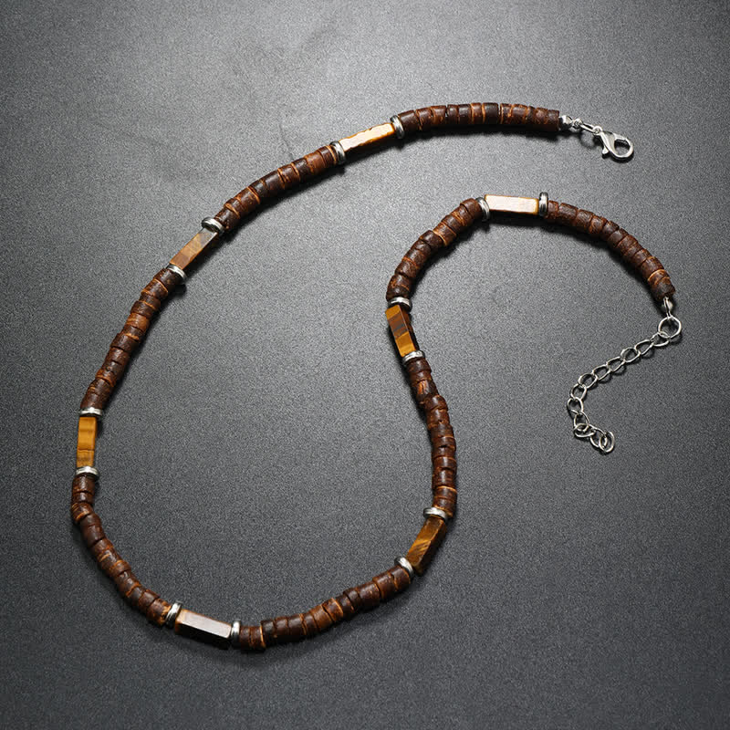 Olivenorma Brown Coconut Wood & Natural Stone Beads For Inner Peace Necklace - image 26