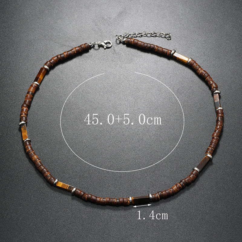 Olivenorma Brown Coconut Wood & Natural Stone Beads For Inner Peace Necklace - image 27