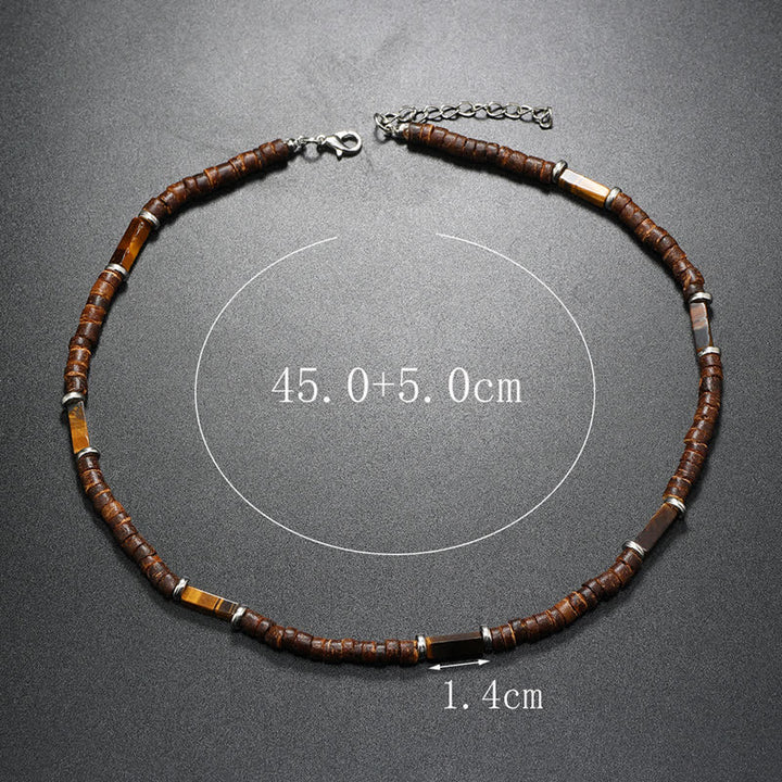 Olivenorma Brown Coconut Wood & Natural Stone Beads For Inner Peace Necklace - image 27