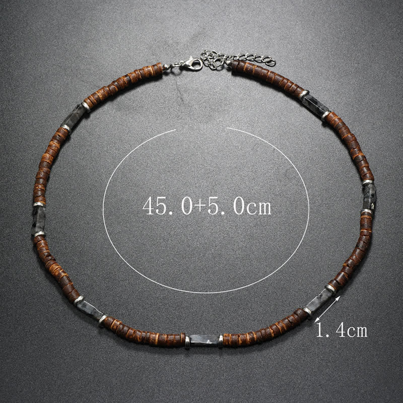Olivenorma Brown Coconut Wood & Natural Stone Beads For Inner Peace Necklace - image 31