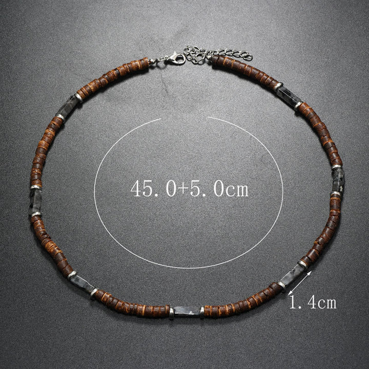 Olivenorma Brown Coconut Wood & Natural Stone Beads For Inner Peace Necklace - image 31
