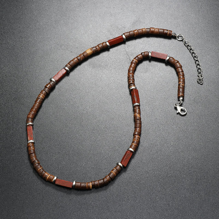 Olivenorma Brown Coconut Wood & Natural Stone Beads For Inner Peace Necklace - image 14