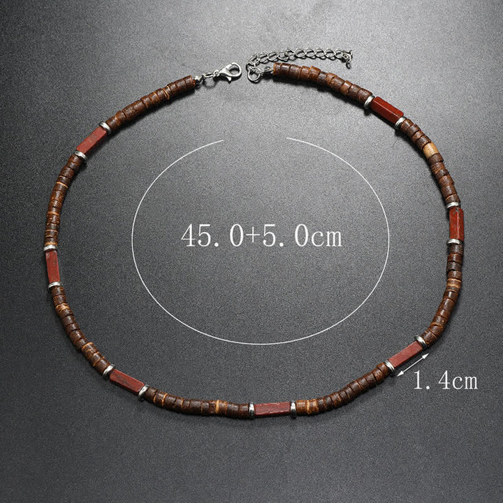 Olivenorma Brown Coconut Wood & Natural Stone Beads For Inner Peace Necklace - image 15