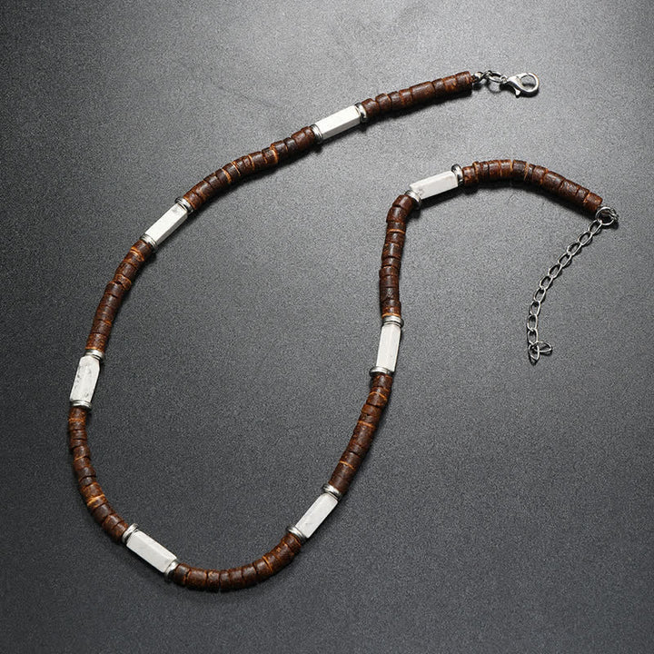 Olivenorma Brown Coconut Wood & Natural Stone Beads For Inner Peace Necklace - image 18