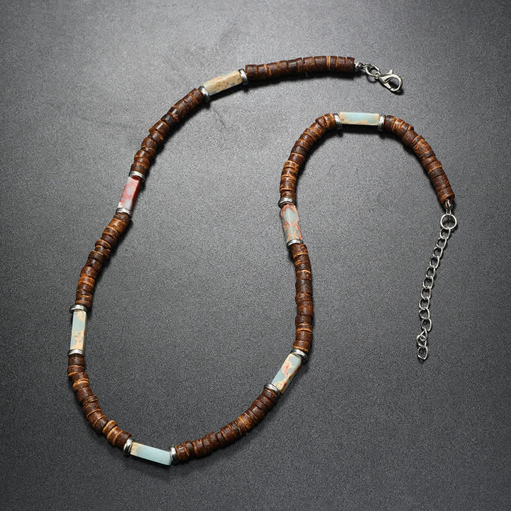 Olivenorma Brown Coconut Wood & Natural Stone Beads For Inner Peace Necklace - image 22