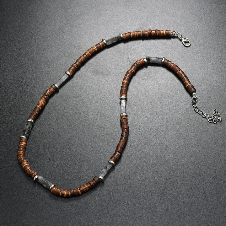 Olivenorma Brown Coconut Wood & Natural Stone Beads For Inner Peace Necklace - image 30