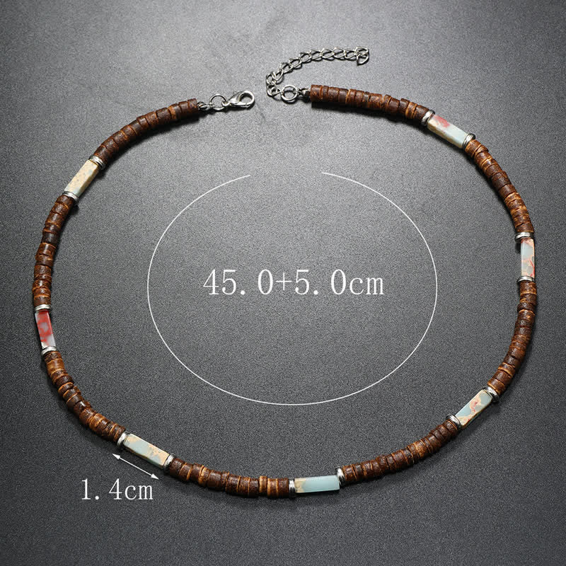 Olivenorma Brown Coconut Wood & Natural Stone Beads For Inner Peace Necklace - image 23
