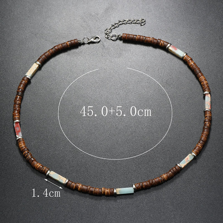 Olivenorma Brown Coconut Wood & Natural Stone Beads For Inner Peace Necklace - image 23