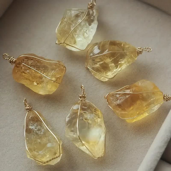 Olivenorma Natural Citrine Wire Wrap Pendant Necklace - Citrine - image 0