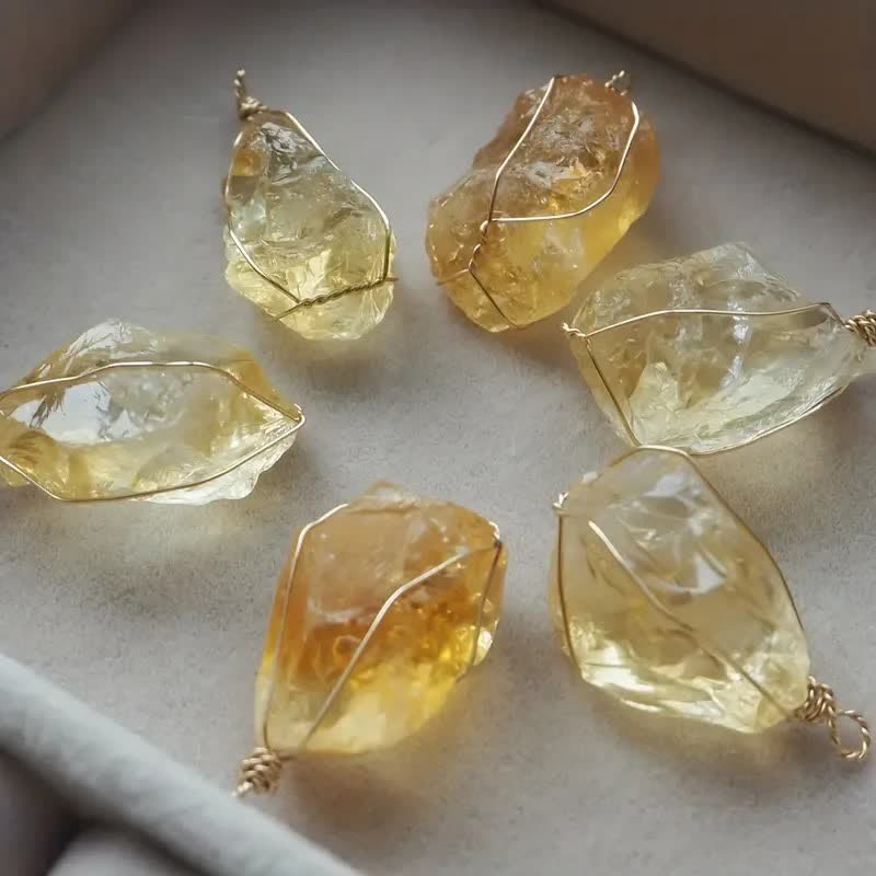 Olivenorma Natural Citrine Wire Wrap Pendant Necklace - image 4