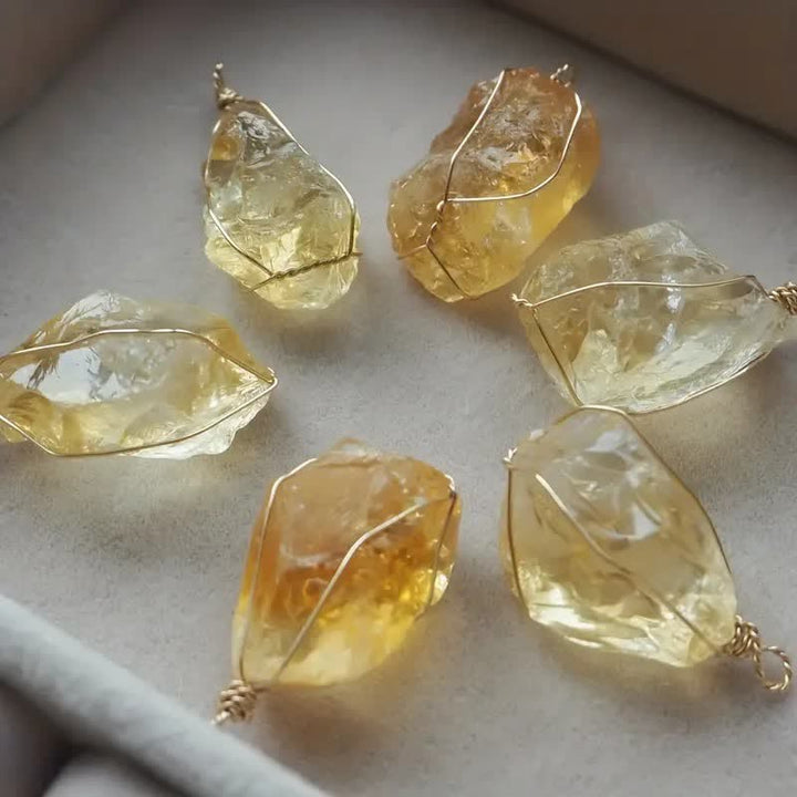 Olivenorma Natural Citrine Wire Wrap Pendant Necklace - image 4