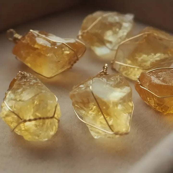 Olivenorma Natural Citrine Wire Wrap Pendant Necklace - image 3
