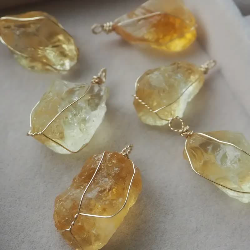 Olivenorma Natural Citrine Wire Wrap Pendant Necklace - image 5