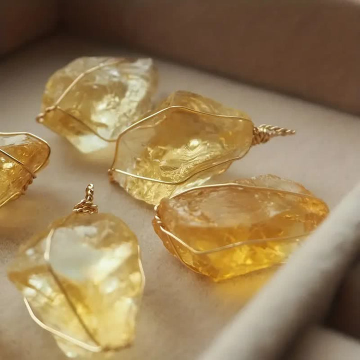 Olivenorma Natural Citrine Wire Wrap Pendant Necklace - image 6