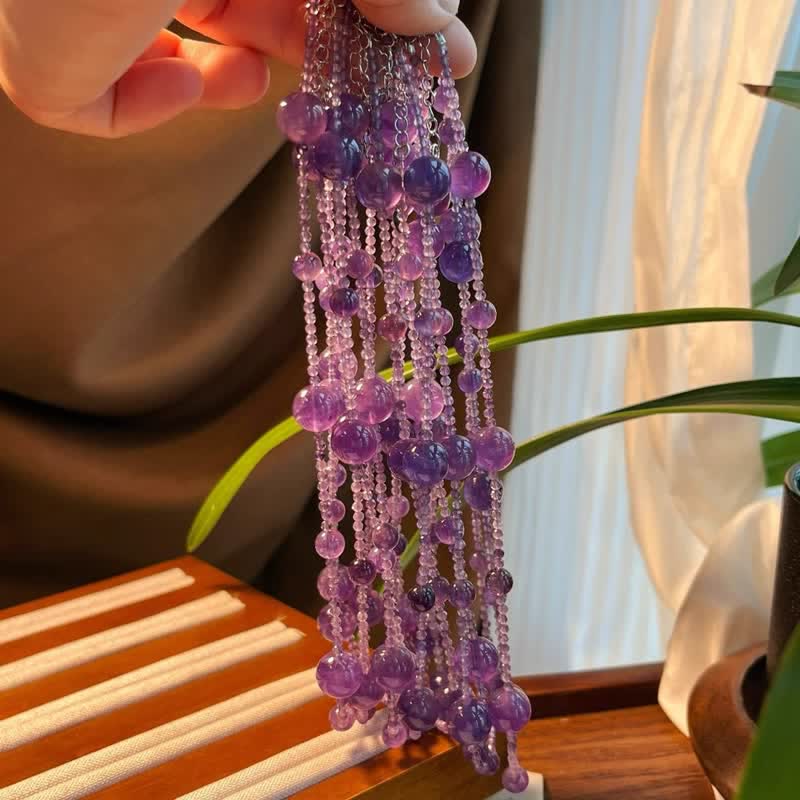 Olivenorma Natural Amethyst Large Small Beads Clavicle Necklace - image 7