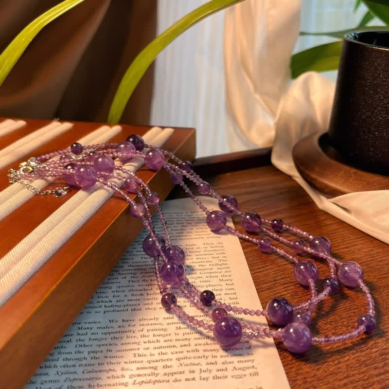 Olivenorma Natural Amethyst Large Small Beads Clavicle Necklace - Amethyst - image 0