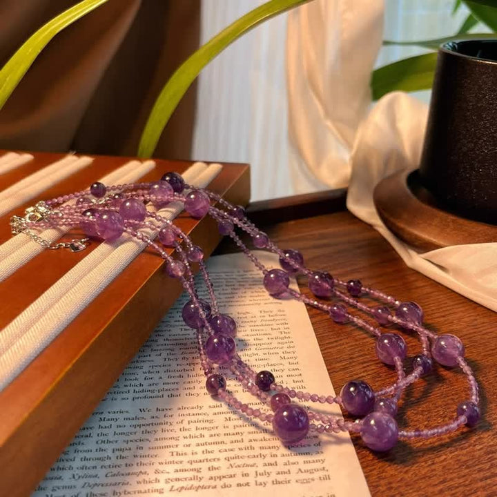 Olivenorma Natural Amethyst Large Small Beads Clavicle Necklace - Amethyst - image 0