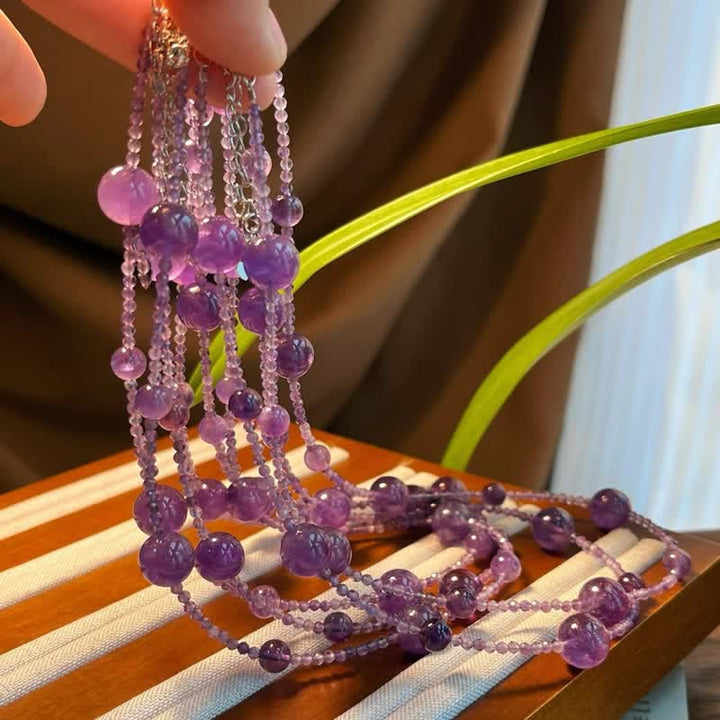 Olivenorma Natural Amethyst Large Small Beads Clavicle Necklace - image 8