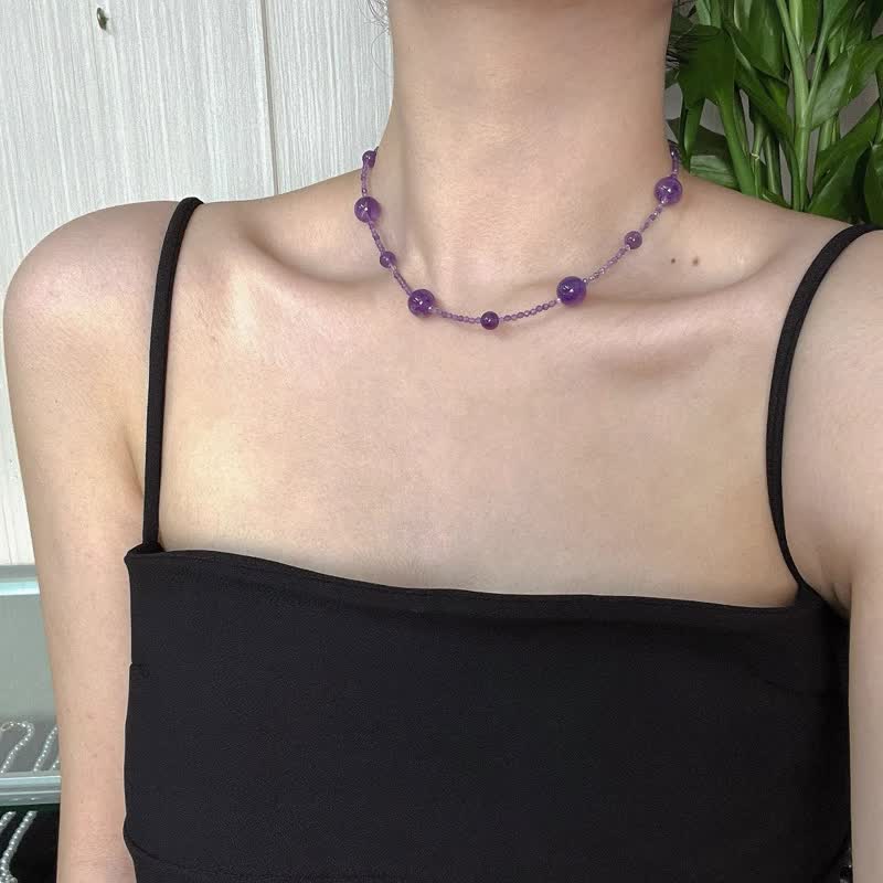 Olivenorma Natural Amethyst Large Small Beads Clavicle Necklace - image 1