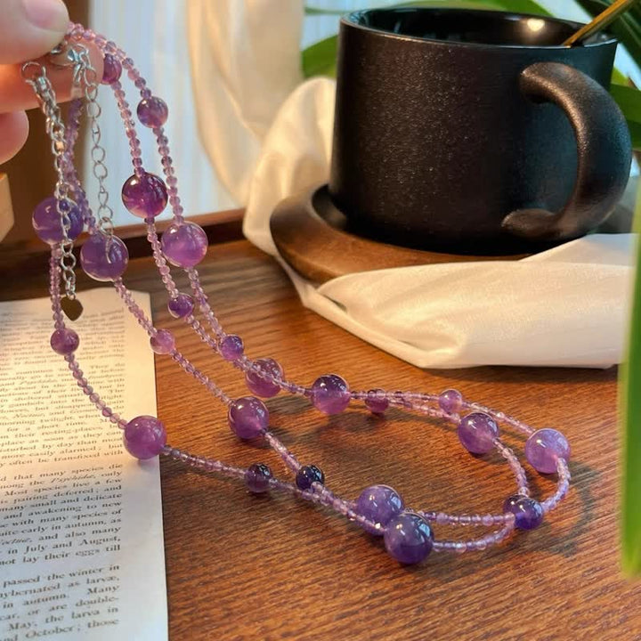 Olivenorma Natural Amethyst Large Small Beads Clavicle Necklace - image 4
