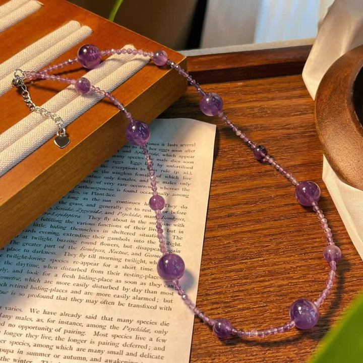 Olivenorma Natural Amethyst Large Small Beads Clavicle Necklace - image 3