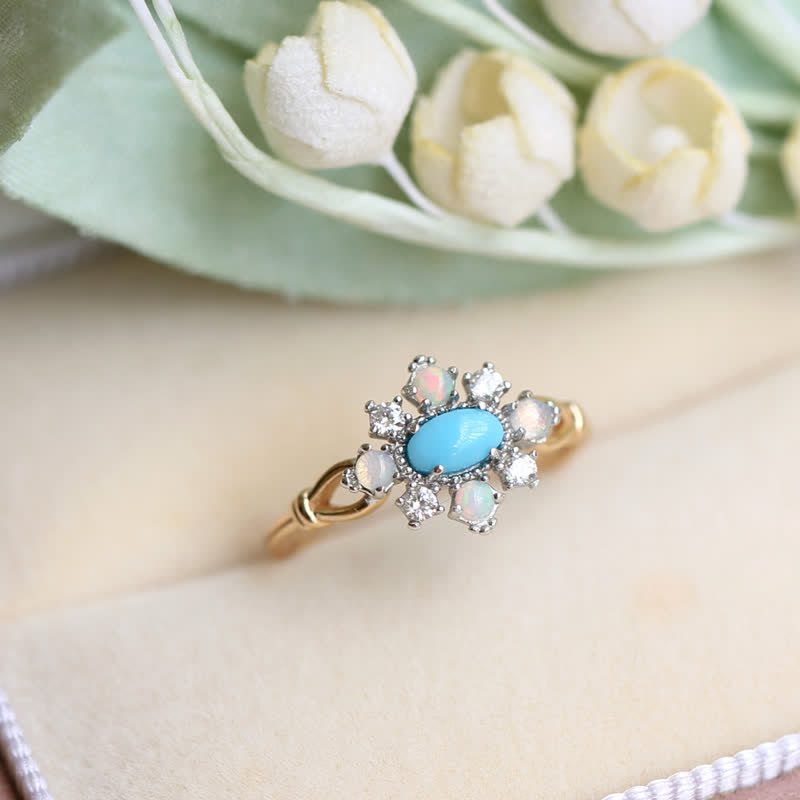 Olivenorma "Sea Anemone" Diamond Turquoise Opal Silver Ring - image 3
