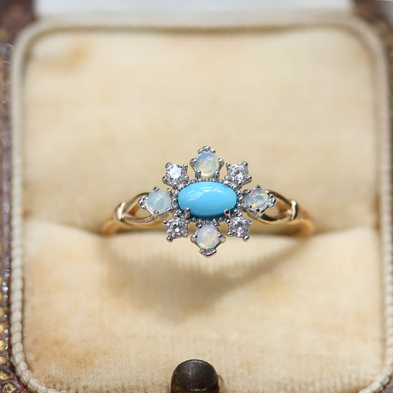 Olivenorma "Sea Anemone" Diamond Turquoise Opal Silver Ring - 8 - image 0