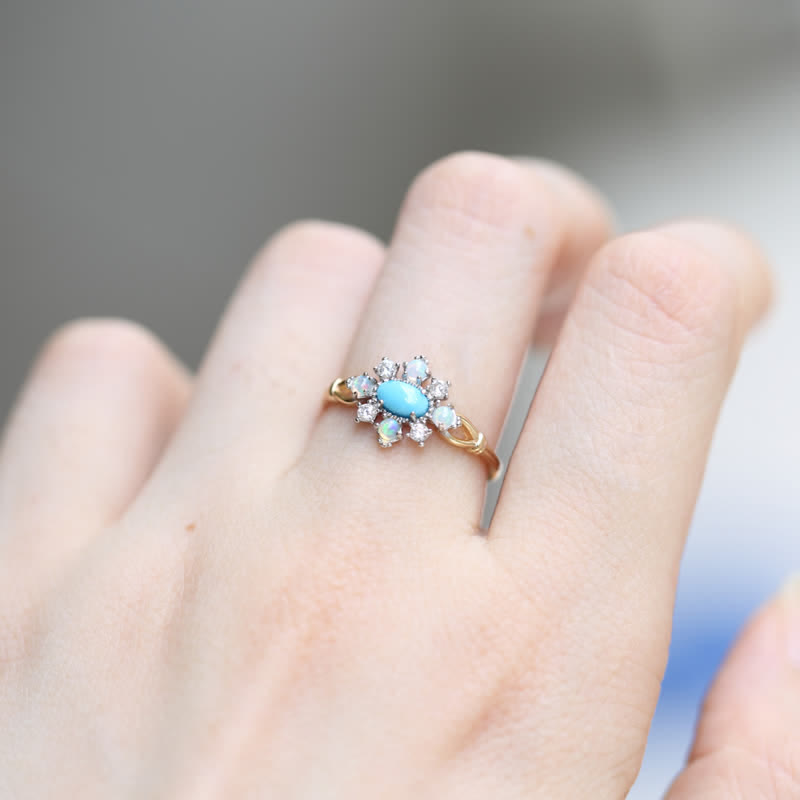 Olivenorma "Sea Anemone" Diamond Turquoise Opal Silver Ring - image 1