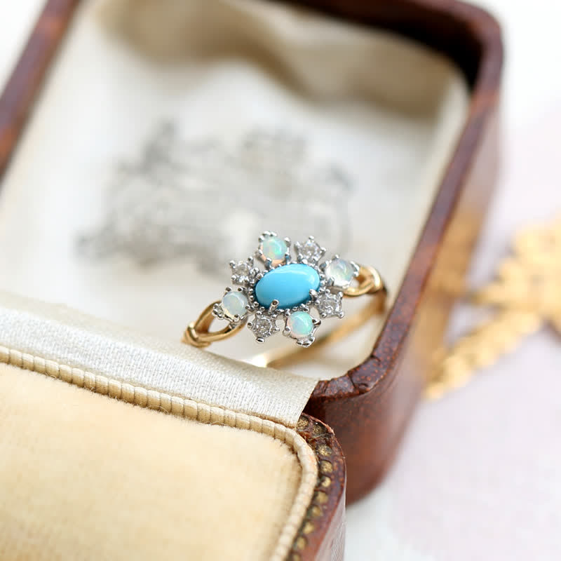 Olivenorma "Sea Anemone" Diamond Turquoise Opal Silver Ring - image 8