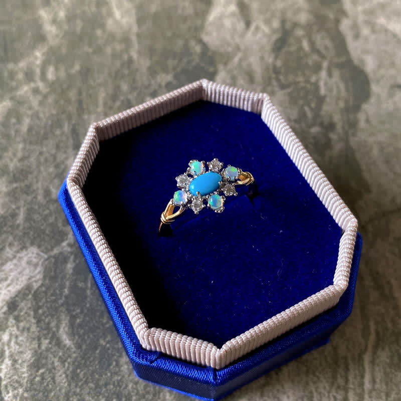 Olivenorma "Sea Anemone" Diamond Turquoise Opal Silver Ring - image 14
