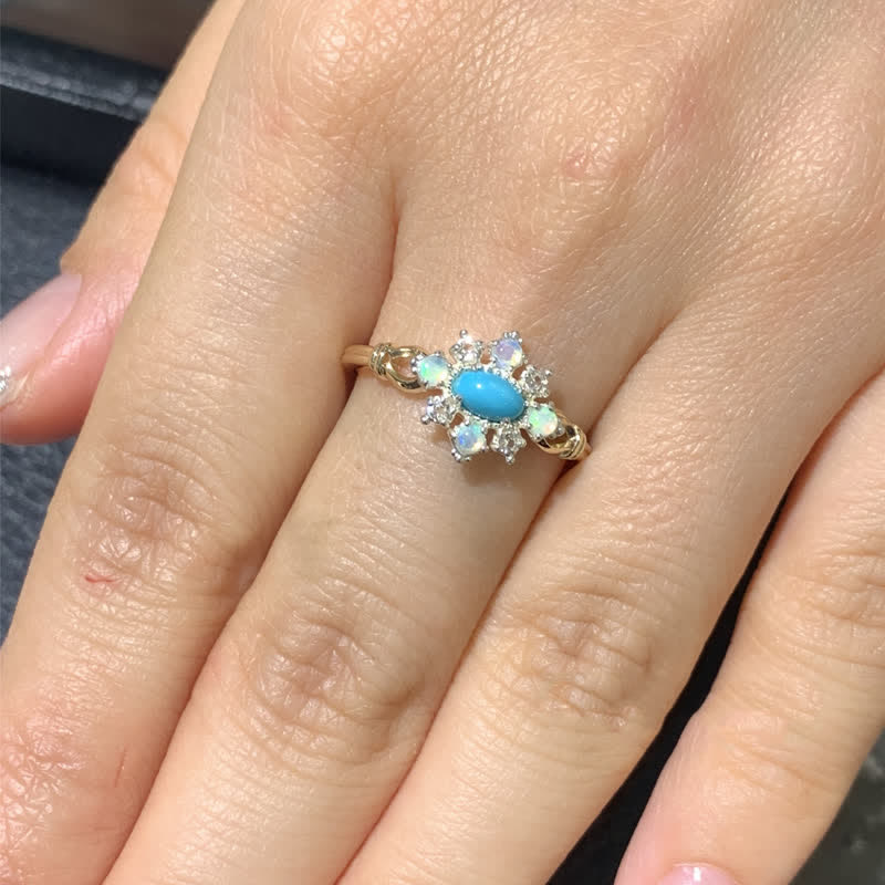 Olivenorma "Sea Anemone" Diamond Turquoise Opal Silver Ring - image 2