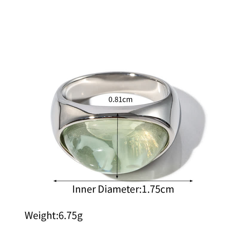 Olivenorma Clear Crystal Peridot 18k Stainless Steel Ring - Peridot - Silver - 8 - image 8
